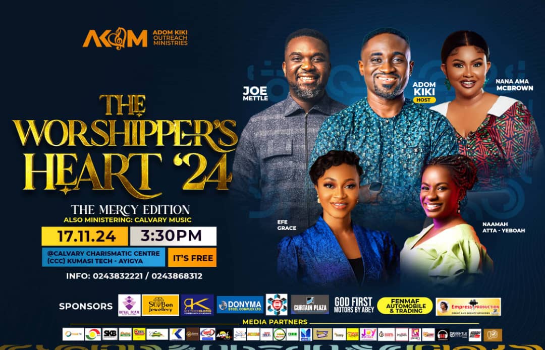 Adom Kiki To Thrill Gospel Music Lovers With 3rd Edition of Worshipper’s Heart Concert.