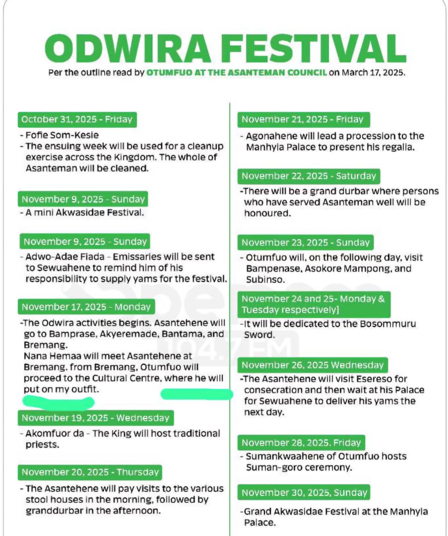 Asante Odwira festival will last one-month