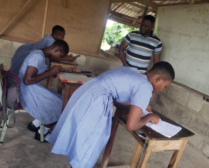 Furniture Crisis At Onwe SHS…Form 1 Students Stand Or Bend For Lessons