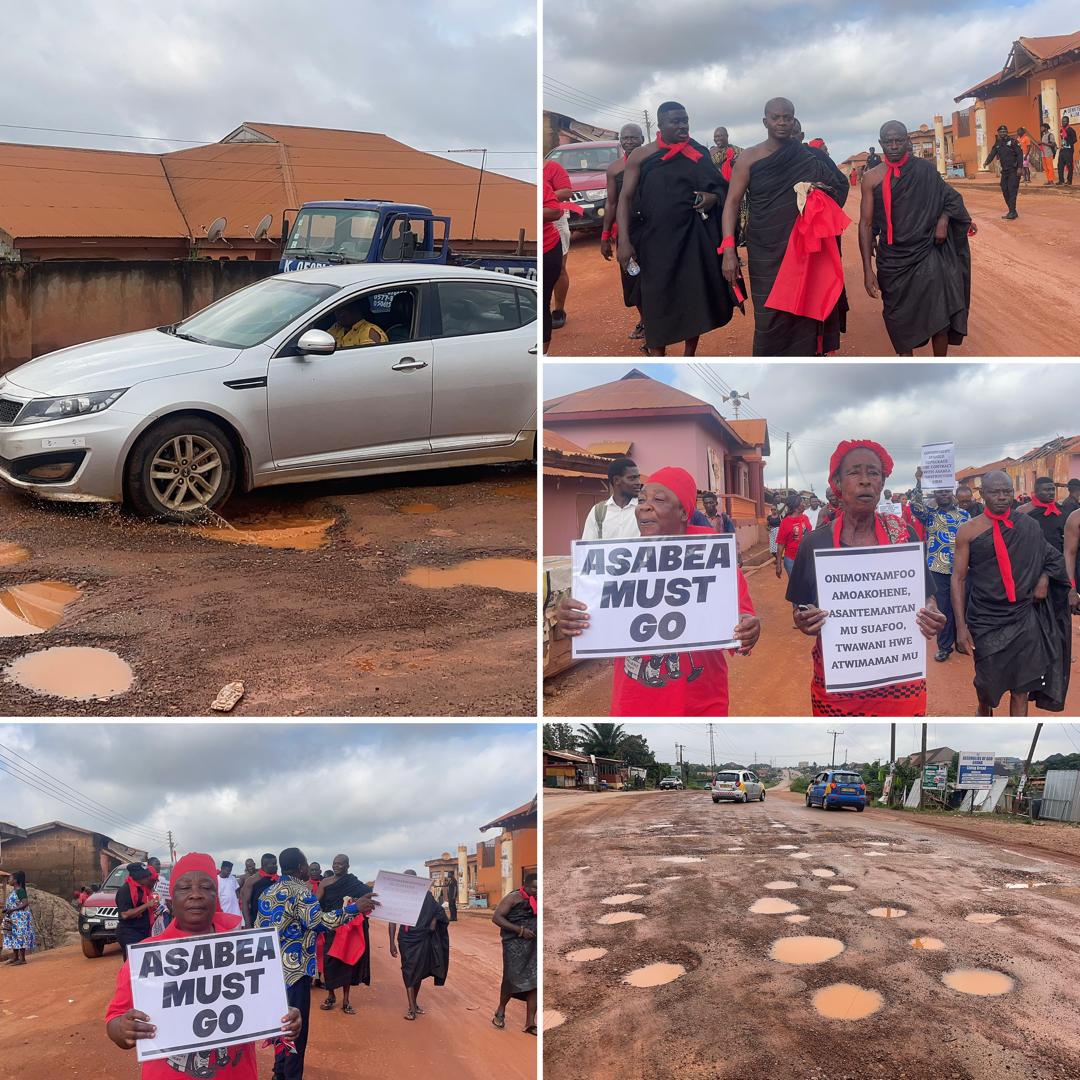 Kwadaso Residents Protest About Shoddy Works By Road Contractor …Appeals to Government To Hand Project Over To Kofi Job