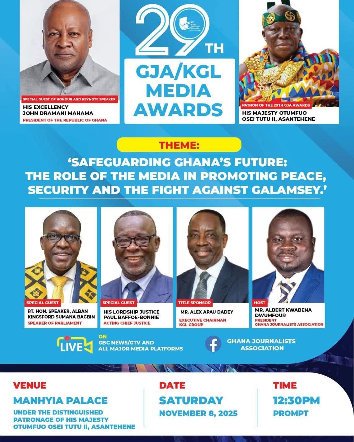 Manhyia Palace to host 29th GJA/KGL Media Awards