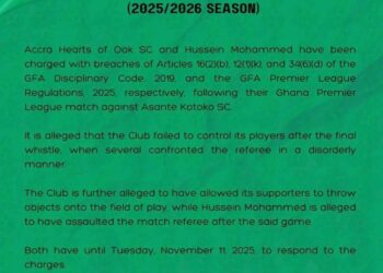 IMG-20251109-WA0305 Hearts of Oak SC, Hussein Mohammed Face Disciplinary Action After Kotoko Match