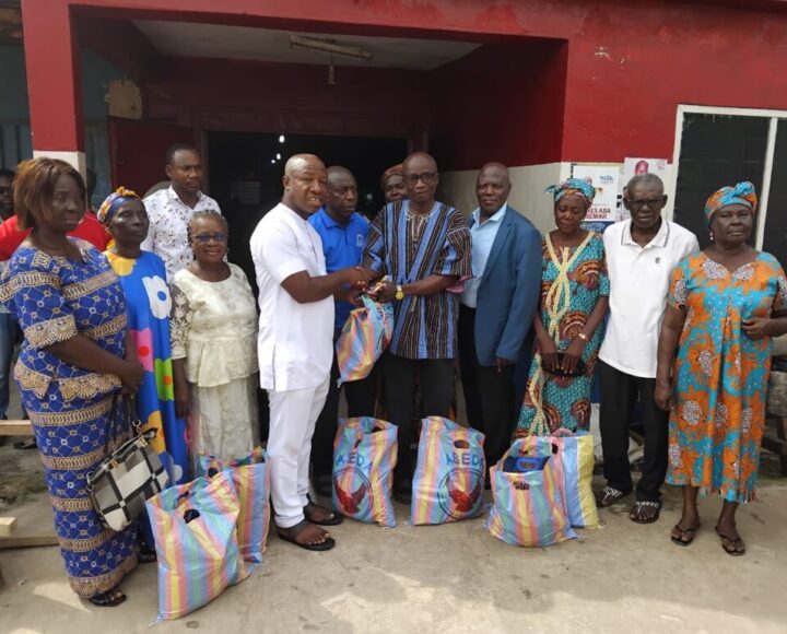 Francis Adomako assists 30 pensioners with food items