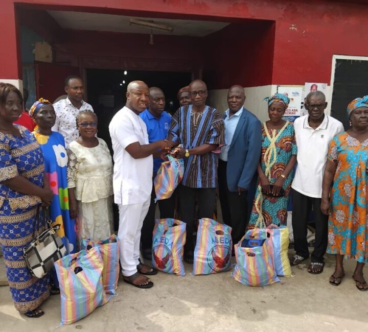 Francis Adomako assists 30 pensioners with food items