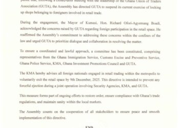 Foreigners in retail business told to close down by December 9