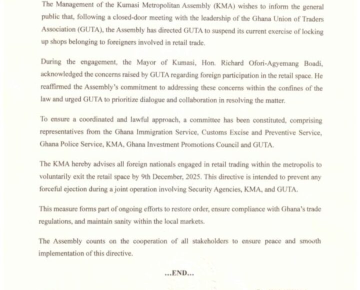 Foreigners in retail business told to close down by December 9