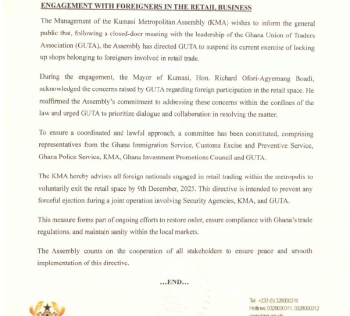 Foreigners in retail business told to close down by December 9