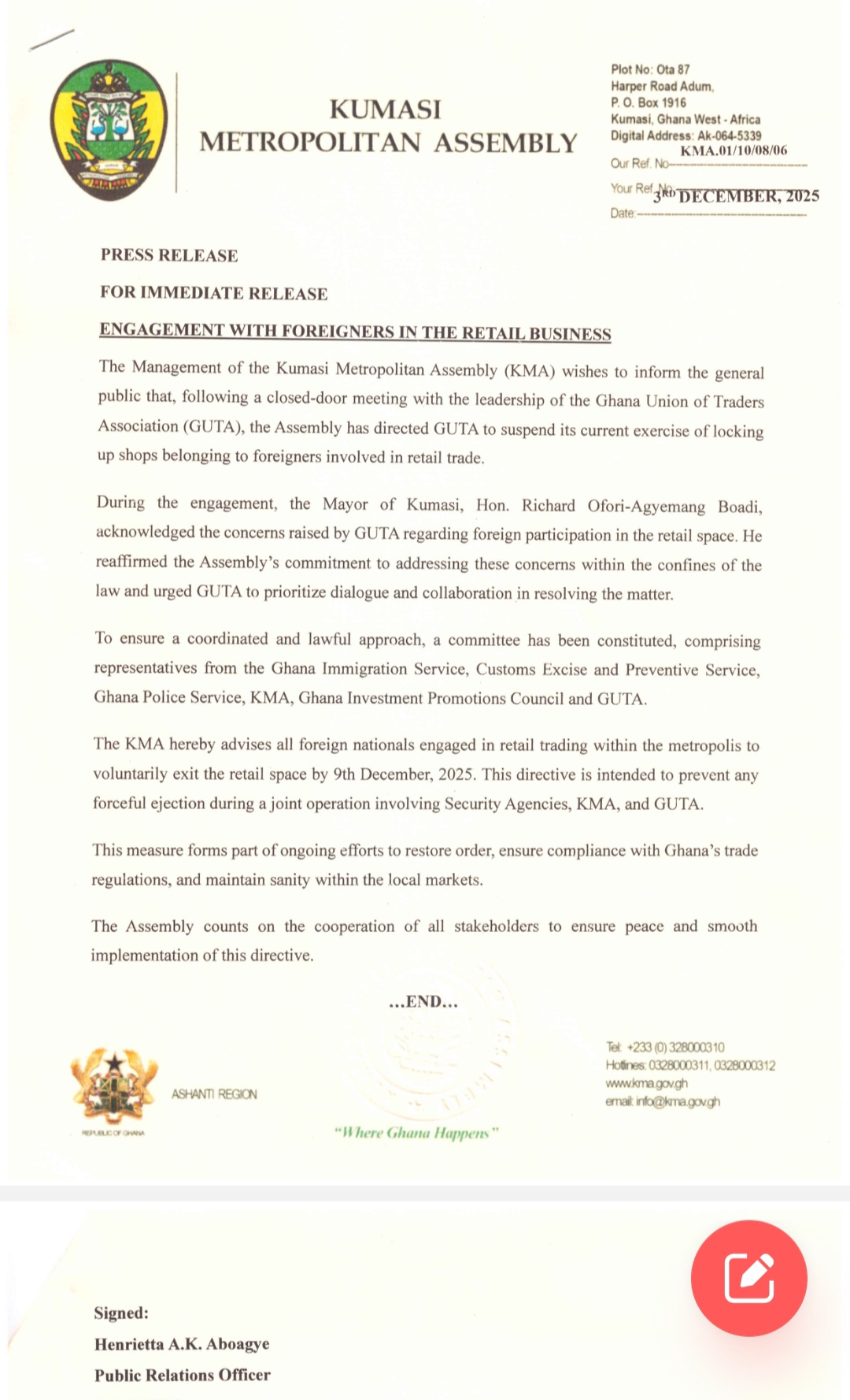 Foreigners in retail business told to close down by December 9